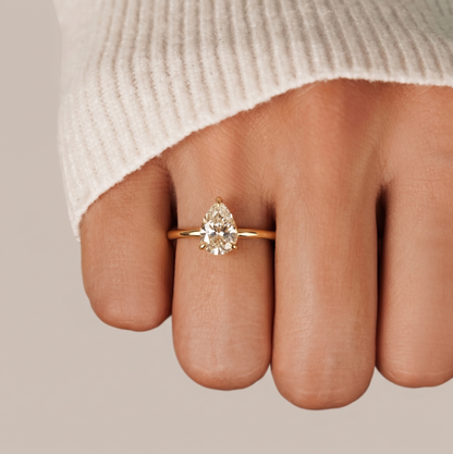 Heirloom Pear Diamond Pinky Ring