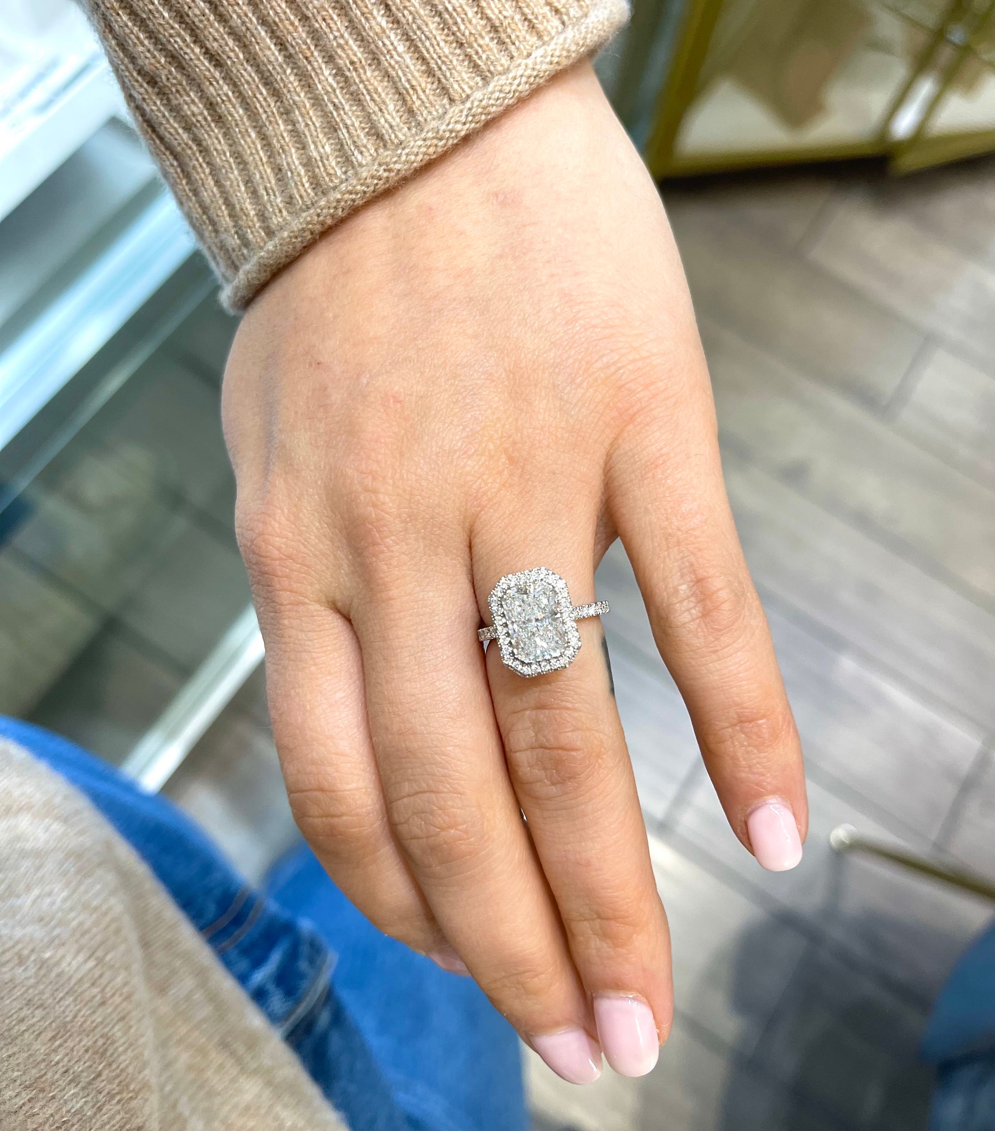Radiant Cut Pavé Halo Engagement Ring