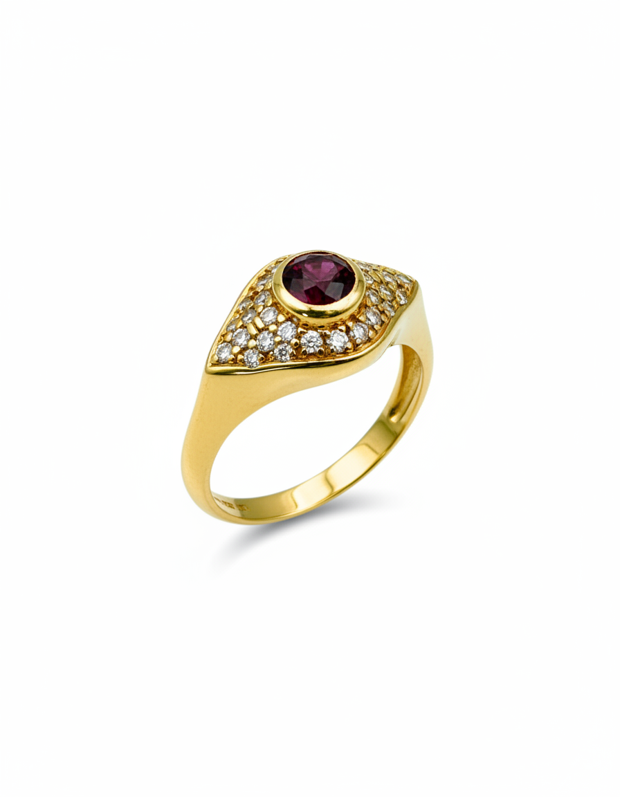 Evil Eye Ruby Diamond Ring