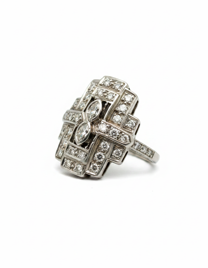 Vintage Art Deco Shield Diamond Ring