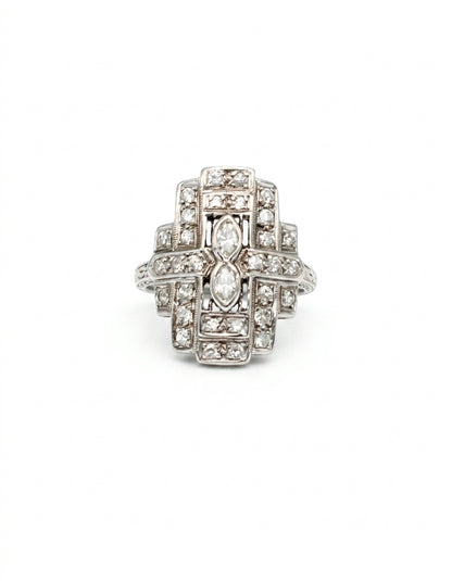 Vintage Art Deco Shield Diamond Ring