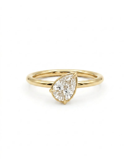 Heirloom Pear Diamond Pinky Ring