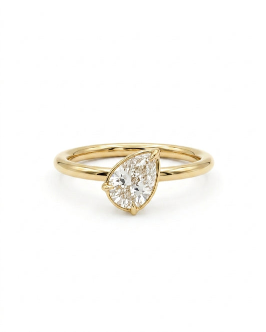 Heirloom Pear Diamond Pinky Ring