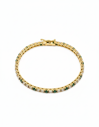 Green Tourmaline & Diamond Tennis Bracelet