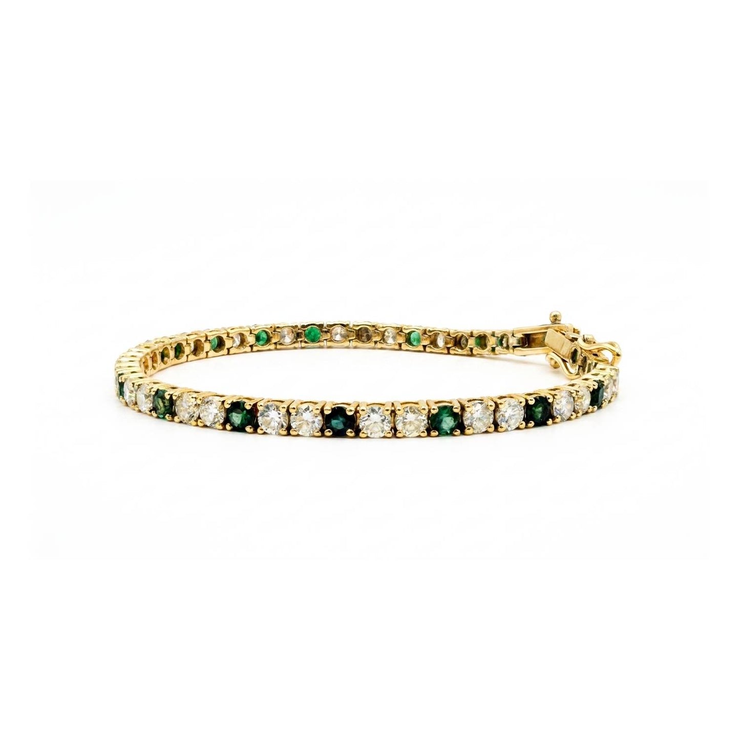 Green Tourmaline & Diamond Tennis Bracelet