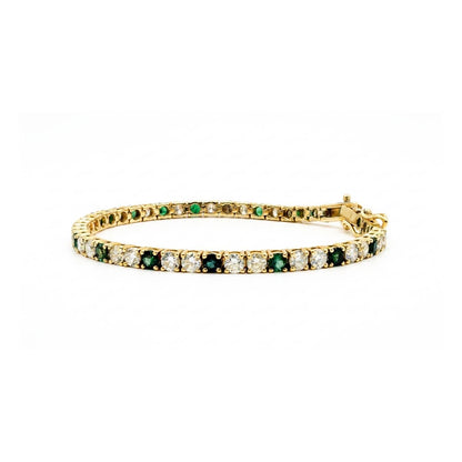 Green Tourmaline & Diamond Tennis Bracelet