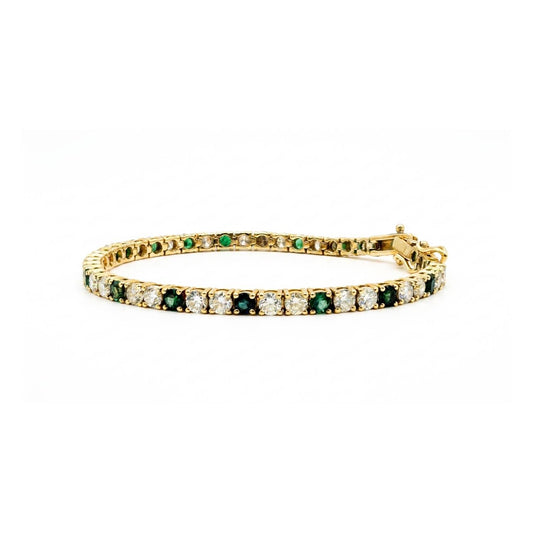Green Tourmaline & Diamond Tennis Bracelet