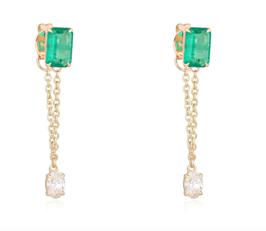 emerald-floating-diamond-studs-14k