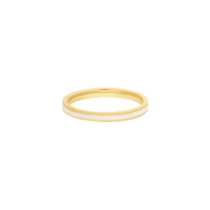 white-enamel-band-ring-14k